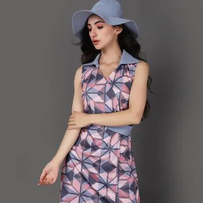 Geometric Print Dress With Hat