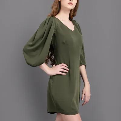 Sage Peasant Sleeve Dress