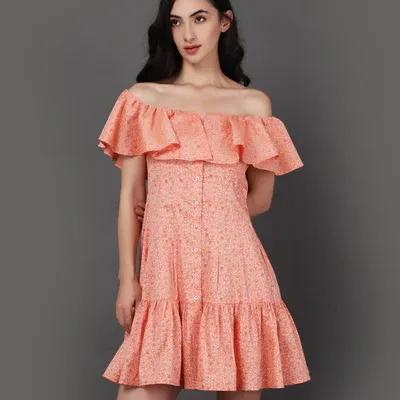 Flounced Off Shoulder Dress