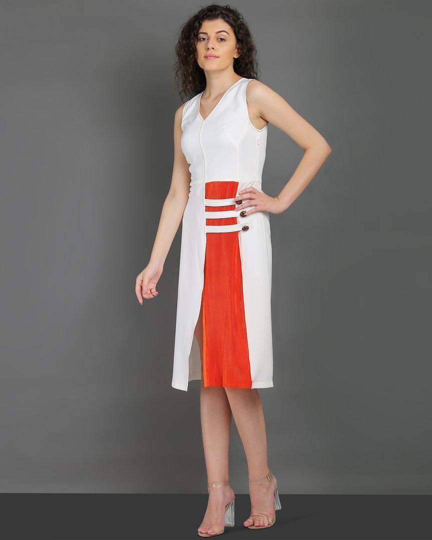 Midi Dress With Pleated Panel