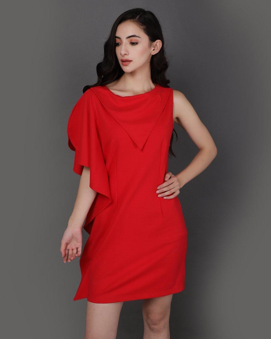 Side Ruffled Sleeve Dress