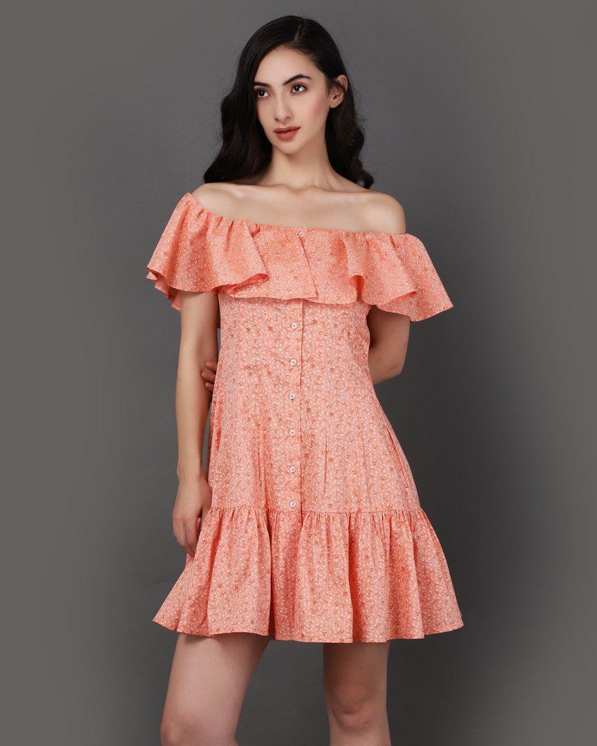 Flounced Off Shoulder Dress