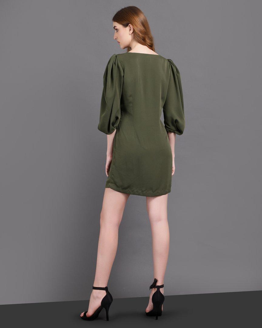 Sage Peasant Sleeve Dress